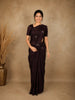 Dark Purple Floral Butta Woven Design Soft Silk Fancy Saree with Self Border