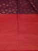 Dark Purple Floral Butta Woven Pure Kanchipuram Silk Saree with Red Contrast Zari Border