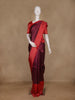 Dark Purple Floral Butta Woven Pure Kanchipuram Silk Saree with Red Contrast Zari Border