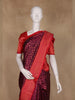 Dark Purple Floral Butta Woven Pure Kanchipuram Silk Saree with Red Contrast Zari Border