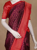 Dark Purple Floral Butta Woven Pure Kanchipuram Silk Saree with Red Contrast Zari Border