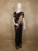 Dark Purple Floral Butta Zari Woven Design Kanchipuram Silk Saree with Temple Zari Border