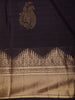 Dark Purple Floral Butta Zari Woven Design Kanchipuram Silk Saree with Temple Zari Border