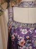 Dark Purple Floral Design Chiffon Palazzo Suit with Dupatta