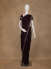 Dark Purple Floral Designed Georgette Saree With Stone Work Border
