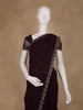 Dark Purple Floral Designed Georgette Saree With Stone Work Border