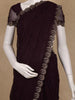 Dark Purple Floral Designed Georgette Saree With Stone Work Border