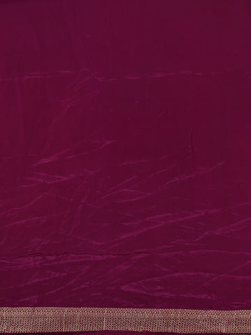 Dark Purple Deer Motif Semi Tussar Saree - Diadem