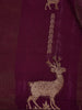 Dark Purple Deer Motif Semi Tussar Saree - Diadem