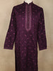Dark Purple Floral Embroidered Cotton Kurta for Men