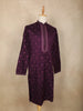 Dark Purple Floral Embroidered Cotton Kurta for Men