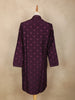 Dark Purple Floral Embroidered Cotton Kurta for Men