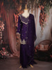 Dark Purple Floral Embroidered Design Georgette Skirt Top Lehenga with Dupatta