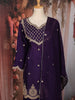 Dark Purple Floral Embroidered Design Georgette Skirt Top Lehenga with Dupatta