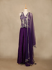 Dark Purple Floral Embroidered Georgette Palazzo Suit