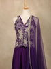 Dark Purple Floral Embroidered Georgette Palazzo Suit
