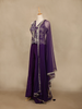Dark Purple Floral Embroidered Georgette Palazzo Suit