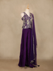 Dark Purple Floral Embroidered Georgette Palazzo Suit