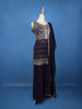Dark Purple Floral Embroidered Georgette Palazzo Suit