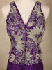 Dark Purple Floral Embroidered Georgette Palazzo Suit