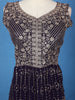 Dark Purple Floral Embroidered Georgette Palazzo Suit