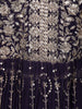 Dark Purple Floral Embroidered Georgette Palazzo Suit