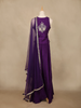 Dark Purple Floral Embroidered Georgette Palazzo Suit