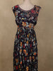 Dark Purple Floral Printed Design Chiffon Fancy Gown