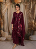 Dark Purple Floral Printed Design Cotton Anarkali Salwar Suit with Dupatta
