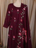 Dark Purple Floral Printed Design Cotton Anarkali Salwar Suit with Dupatta