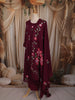 Dark Purple Floral Printed Design Cotton Anarkali Salwar Suit with Dupatta