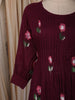 Dark Purple Floral Printed Design Cotton Anarkali Salwar Suit with Dupatta