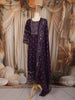 Dark Purple Floral Printed Design Cotton Anarkali Salwar Suit with Matching Dupatta