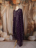Dark Purple Floral Printed Design Cotton Anarkali Salwar Suit with Matching Dupatta