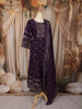 Dark Purple Floral Printed Design Cotton Anarkali Salwar Suit with Matching Dupatta
