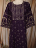 Dark Purple Floral Printed Design Cotton Anarkali Salwar Suit with Matching Dupatta