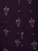 Dark Purple Floral Printed Design Cotton Anarkali Salwar Suit with Matching Dupatta