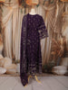 Dark Purple Floral Printed Design Cotton Anarkali Salwar Suit with Matching Dupatta