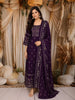 Dark Purple Floral Printed Design Cotton Anarkali Salwar Suit with Matching Dupatta