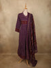 Dark Purple Floral Printed Design Cotton Salwar Suit with Dupatta