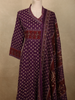 Dark Purple Floral Printed Design Cotton Salwar Suit with Dupatta