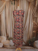Dark Purple Floral Printed Design Cotton Straight Cut Salwar Suit