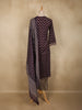 Dark Purple Floral Printed Design Cotton Straight Cut Salwar Suit with Dupatta