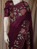 Dark Purple Floral Sequins Embroidered Design Pure Organza Saree with Designer Border