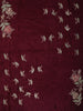 Dark Purple Floral Sequins and Thread Embroidered Design Pure Tussar Saree with Floral  Border