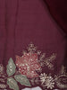 Dark Purple Floral Sequins and Thread Embroidered Design Pure Tussar Saree with Floral  Border