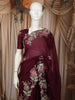 Dark Purple Floral Sequins and Thread Embroidered Design Pure Tussar Saree with Floral  Border