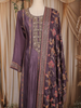 Dark Purple Floral Thread and Sequins Embroidered Design Crepe Palazzo Suit