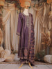 Dark Purple Floral Thread and Sequins Embroidered Design Crepe Palazzo Suit