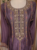 Dark Purple Floral Thread and Sequins Embroidered Design Crepe Palazzo Suit